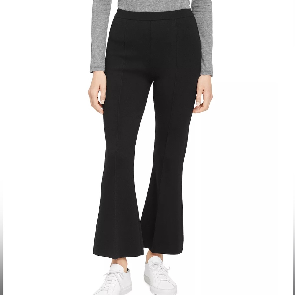 Theory Empire Merino Wool Blend Flared Pants, Black, Size 00